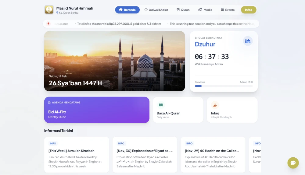 Layout 5 App — App-style masjid website theme